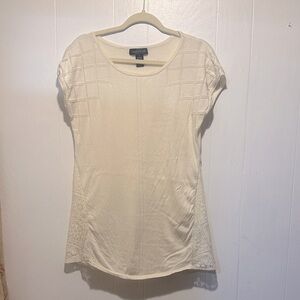 August silk long blouse size s cream ivory